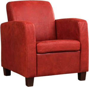 Rode leren landelijke fauteuil Joy - poot hout bruin - Kenia Leer Burgundy (rood leer)