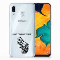 Samsung Galaxy A30 Silicone-hoesje Gun Don't Touch My Phone - thumbnail