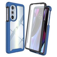 360 Protection Series Motorola Edge 30 Pro Case - Blauw / Doorzichtig