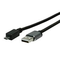 ROLINE 11.02.8772 USB-kabel USB 2.0 3 m USB A Micro-USB B Zwart