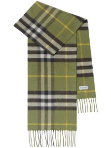 Burberry Kids écharpe frangée à carreaux - Vert