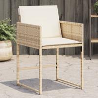 Tuinstoelen 4 st met kussens poly rattan beige - thumbnail