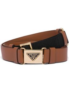 Prada triangle-logo leather belt - Marron