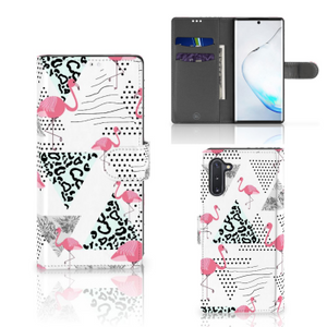 Samsung Galaxy Note 10 Telefoonhoesje met Pasjes Flamingo Triangle