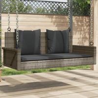 Schommelbank met kussens 119x56x48 cm poly rattan grijs - thumbnail