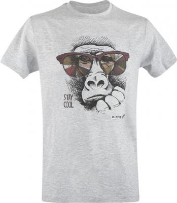D.Five T-shirt Monkey With Glasses heren katoen grijs