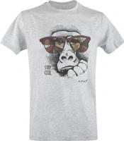 D.Five T-shirt Monkey With Glasses heren katoen grijs