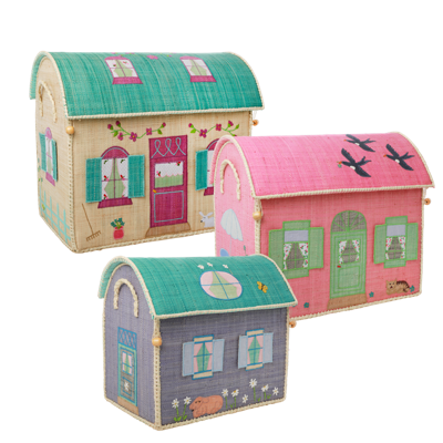 Rice - Large Set of 3 Toy Baskets - House Theme