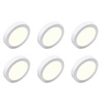 LED Downlight 6 Pack - Opbouw Rond 18W - Natuurlijk Wit 4200K - Mat Wit Aluminium - Ø225mm