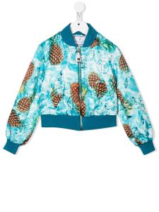 Philipp Plein Junior veste bomber à imprimé ananas - Bleu