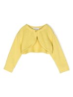 Monnalisa cardigan crop à logo intarsia - Jaune