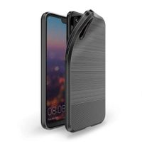 Huawei P20 TPU Hoesje Geborsteld Zwart - thumbnail