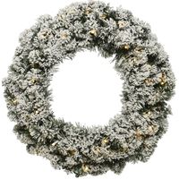 Groen/witte led kerstkrans 50 cm Imperial met kunstsneeuw