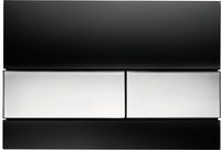 Tecesquare Wc-Bedieningsplaat, Glas Zwart, Toetsen Glanzend Chroom Duospoeltechniek
