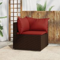 Tuinhoekbank met kussens poly rattan bruin - thumbnail