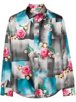 Martine Rose chemise en soie à mélange d'imprimés - Gris