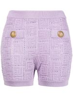 Balmain short en résille à motif monogrammé - Violet - thumbnail