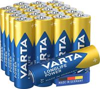 Varta Longlife Power AA Mignon LR6 Batterij (verpakking met 20 stuks) Alkaline Batterijideaal voor speelgoed zaklamp controller en andere apparaten op batterijen, 20 stuks, blauw