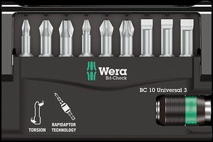 Wera 8600-9/TZ 05056375001 Bitset 10-delig Plat, Kruiskop Phillips, Kruiskop Pozidriv Torsion zone