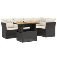 vidaXL 5-delige Loungeset met kussens poly rattan zwart, tuinset, tuinmeubel, terrasset, tuinbank, terrasmeubel, loungebank, loungeset tuin