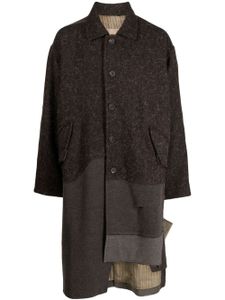 Ziggy Chen manteau boutonné à détails patchwork - Marron