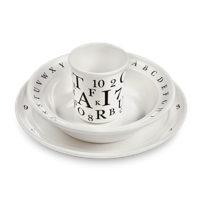 Kay Bojesen - Children's Tableware Set, Danish letters black/white 3 parts (39501)