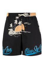 BLUE SKY INN short de bain à imprimé palmier - Noir