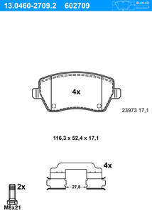 Remblokkenset, schijfrem ATE, u.a. für Dacia, Renault, Nissan, Mercedes-Benz, Lada