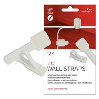 LABEL THE CABLE Kabelhouders Zelfklevend met Klittenband voor Perfect Kabelmanagment - Kabelopberger voor Muur en Bureau - LTC WALL STRAPS - 10 Stuks - Wit - LTC 3120