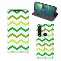 Motorola G8 Plus Hoesje met Magneet Zigzag Groen - thumbnail