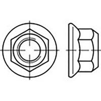 TOOLCRAFT TO-6866988 Zeskantmoeren met flens M10 Staal Verzinkt 100 stuk(s)