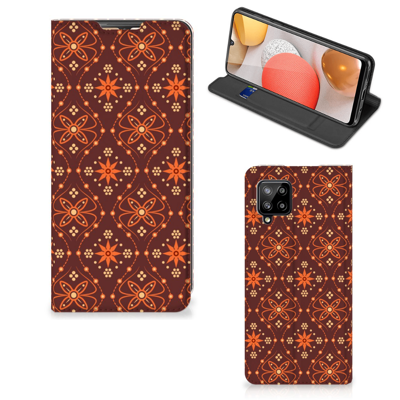 Samsung Galaxy A42 Hoesje met Magneet Batik Brown Samsung Galaxy A42 Hoesje met Magneet Batik Brown