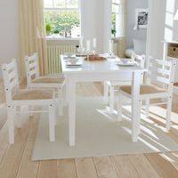 Eetkamerstoelen 4 st massief rubberwood en fluweel wit - thumbnail