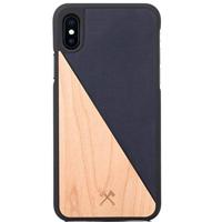 Woodcessories - Case compatibel met iPhone X/Xs gemaakt van echt hout - EcoSplit Case (Ahorn/Blauw)