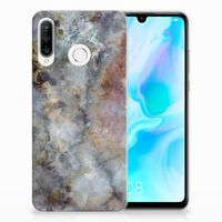 Huawei P30 Lite TPU Siliconen Hoesje Marmer Grijs - thumbnail