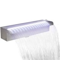 Zwembadwaterval met LED's rechthoekig 45 cm roestvrij staal