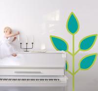 Sticker kinderkamer plant blauwe blaadjes - thumbnail