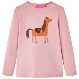 Kindershirt met lange mouwen dierenprint 140 lichtroze