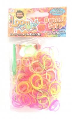 Loom Twister loombands junior rubber roze/geel/groen 300-delig Loom Twister loombands junior rubber roze/geel/groen 300-delig