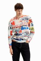 Sweatshirt met Japanse tijdschriftprint - WHITE - XXL - thumbnail