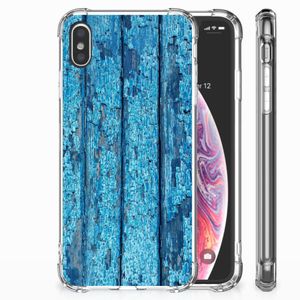 Apple iPhone Xs Max Stevig Telefoonhoesje Wood Blue