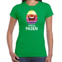 Pasen shirt groen met lachend / vrolijk paasei voor dames