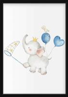 Poster - Olifant met ballonnen en vangen van sterren - thumbnail