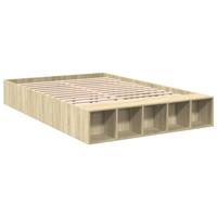 vidaXL Bedframe bewerkt hout sonoma eikenkleurig 160x200 cm, bed, bed ombouw, boxspring, bedbodem, slaapkamermeubel, 2 persoonsbed, tweepersoonsbed