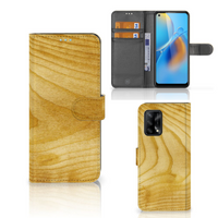 OPPO A74 4G Book Style Case Licht Hout - thumbnail