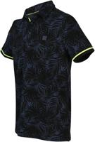 Blue Industry Heren Polo Navy Palm Print Pique Weving Slim Fit
