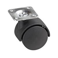 Metafranc Dubbele rol Ø 50 mm - 38 x 38 mm plaat - kunststof wiel - zacht loopvlak - glijlagers - 35 kg draagkracht/transportrol/meubelrol/containerrol / 800110