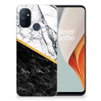 OnePlus Nord N100 TPU Siliconen Hoesje Marmer Wit Zwart - Origineel Cadeau Man