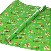 1x Inpakpapier / cadeaupapier groen met boerderij thema 200 x 70 cm 1x Inpakpapier / cadeaupapier groen met boerderij thema 200 x 70 cm