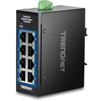 TRENDnet 8-poorts industriële gigabit DIN-rail mini-schakelaar, TI-GLC80, 8 x Gigabit-poorten, extreme temperatuur IP30-classificatie, 16 Gbps schakelcapaciteit, zwart